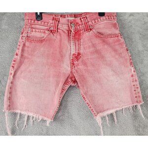 Levis Jean Shorts Mens Size 33 Red Distressed Faded 90s Retro Casual Cutoffs